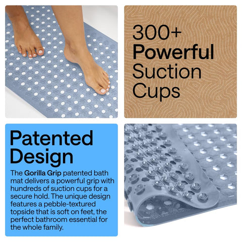 GORILLA GRIP hexagon pebble texture provides soft, comfortable footing.