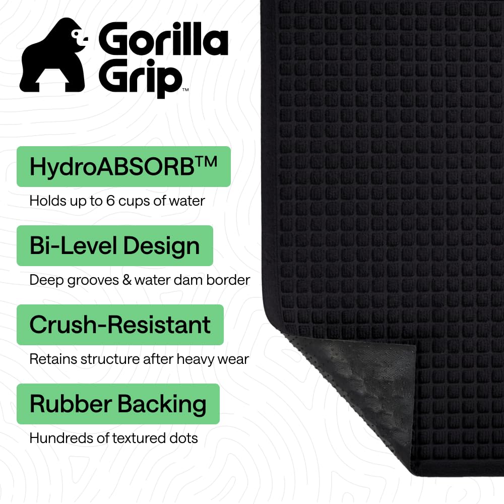 Gorilla Grip HydroABSORB door mat close-up highlights the water dam design.