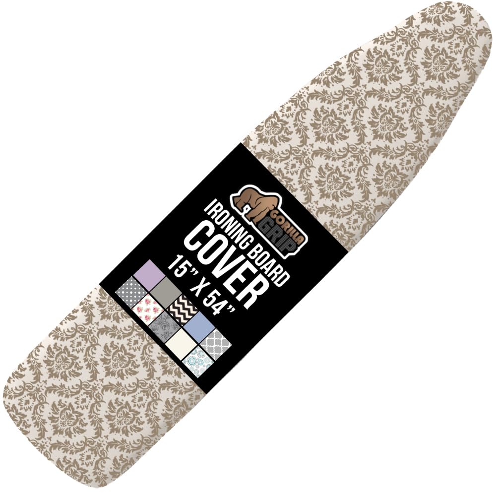 GORILLA GRIP ironing board cover in damask 15x54 on a standard board for a neat ironing setup