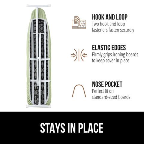 Gorilla Grip elastic-edged ironing board cover stays in place during ironing