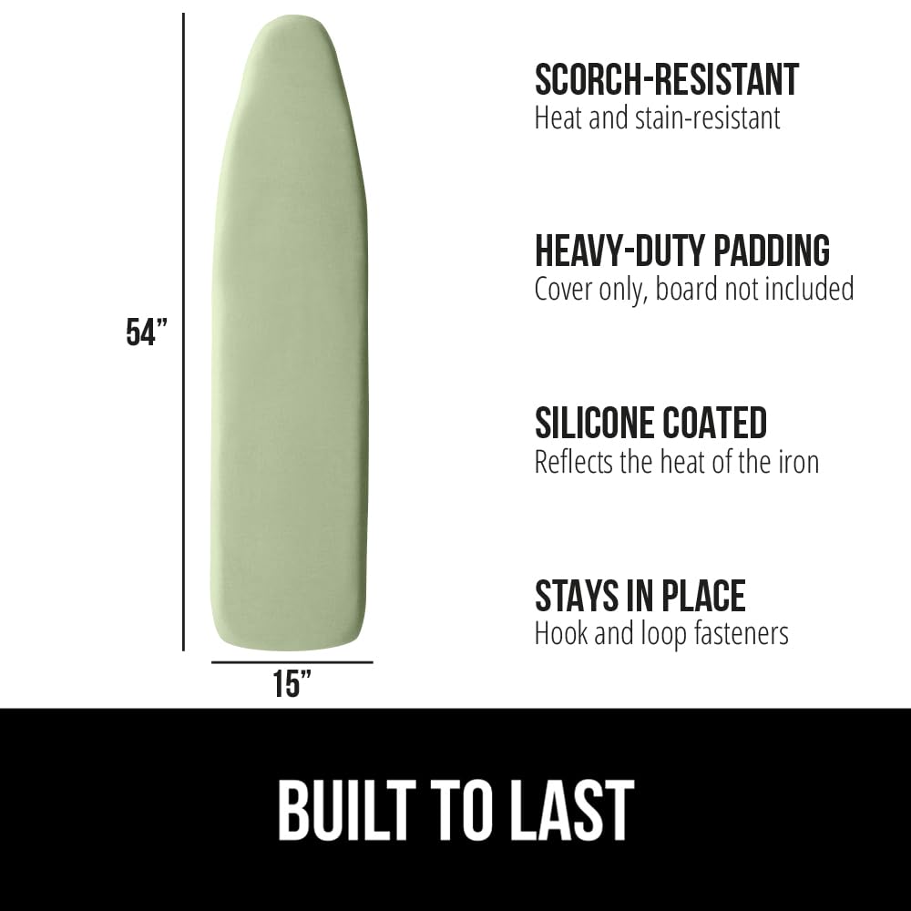 Gorilla Grip silicone-coated cover sage provides heat reflection for efficient ironing