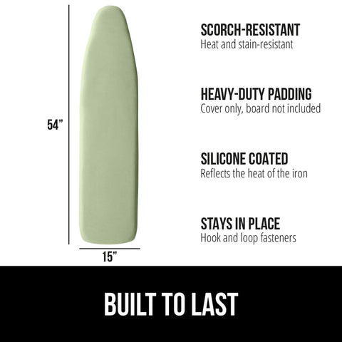Gorilla Grip silicone-coated cover sage provides heat reflection for efficient ironing