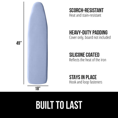 GORILLA GRIP ironing cover heat resistance up to 400°F reduces scorching.