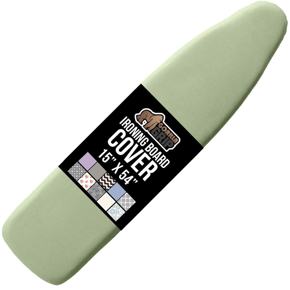 Gorilla Grip sage ironing board cover with silicone coating reflects heat for faster ironing