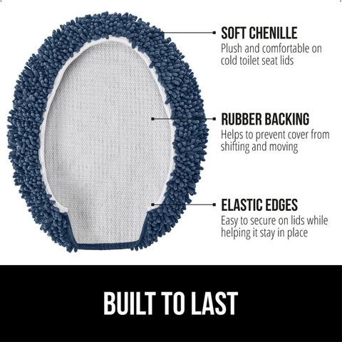 GORILLA GRIP lid cover with rubber backing stays in place during use.