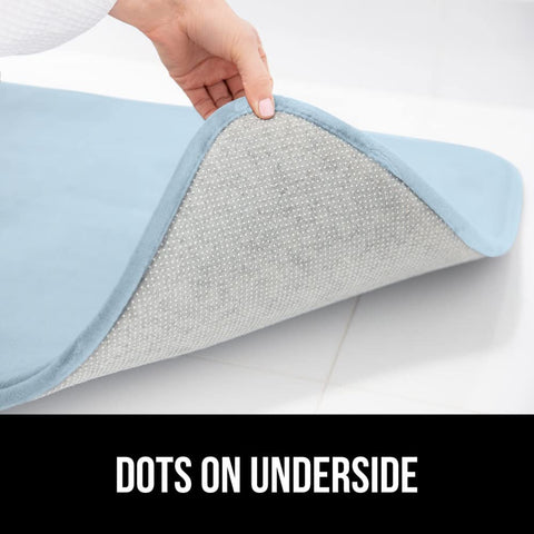 gorilla grip light-blue rug adds a calm, modern touch