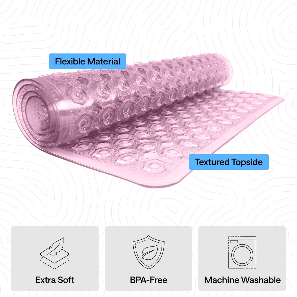 GORILLA GRIP machine-washable 35x16 inch bath mat simplifies cleaning