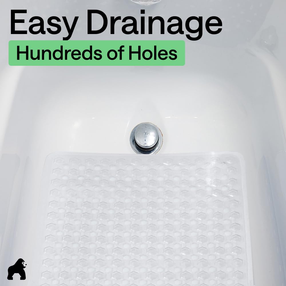 Machine washable bath mat for easy cleaning and reuse.