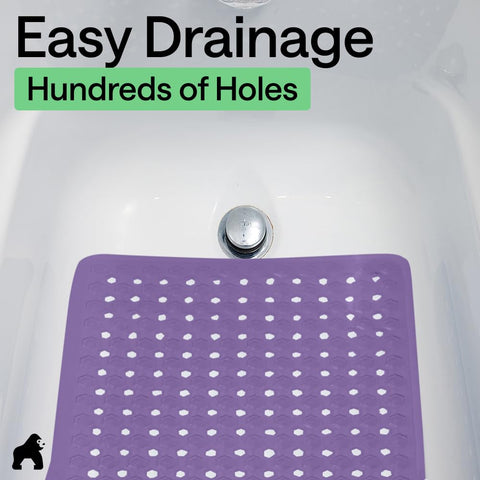GORILLA GRIP mat fits most tubs on smooth surfaces.