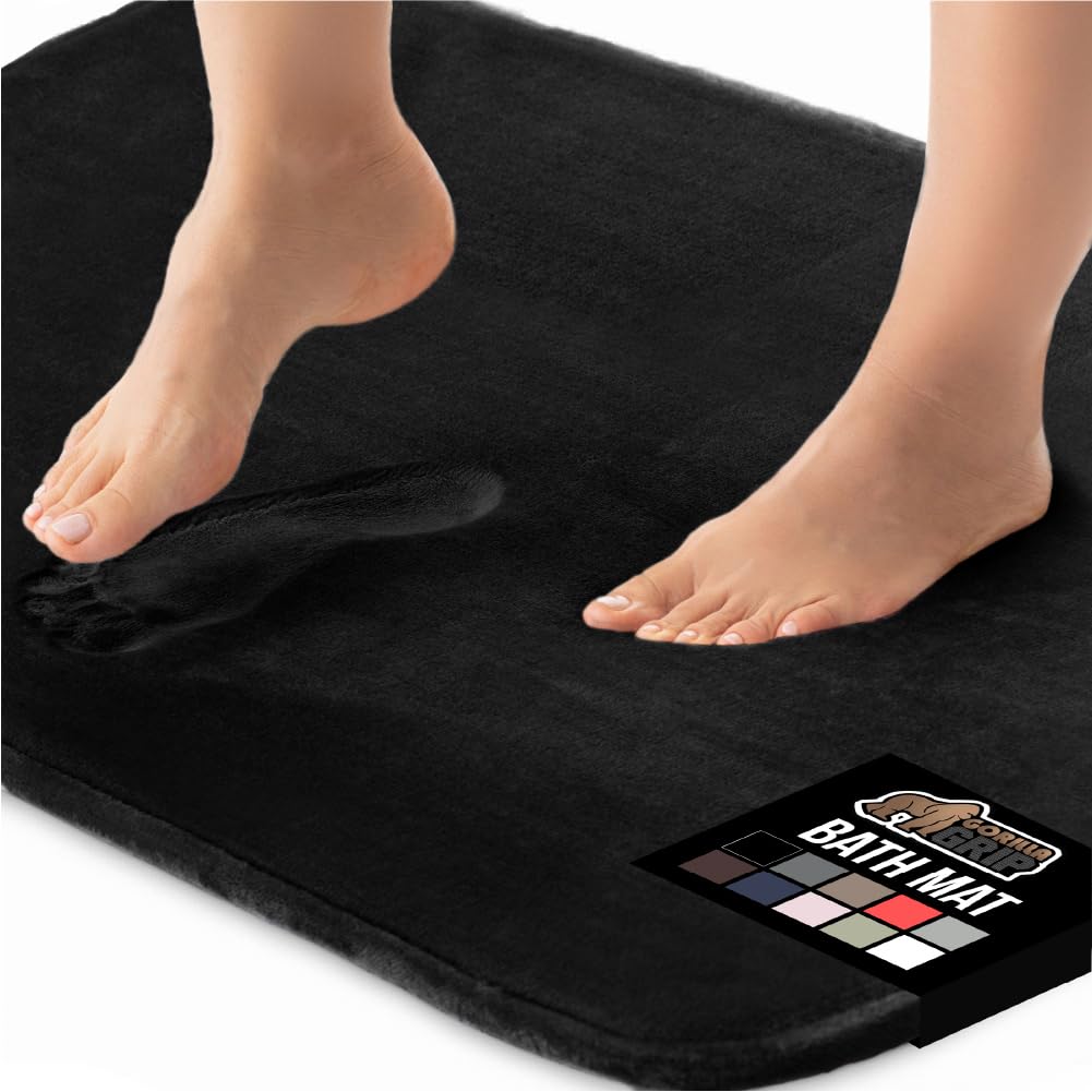 Gorilla Grip memory foam bath mat close-up shows cushiony surface for supportive comfort