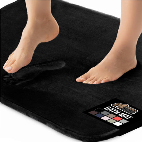 Gorilla Grip memory foam bath mat close-up shows cushiony surface for supportive comfort