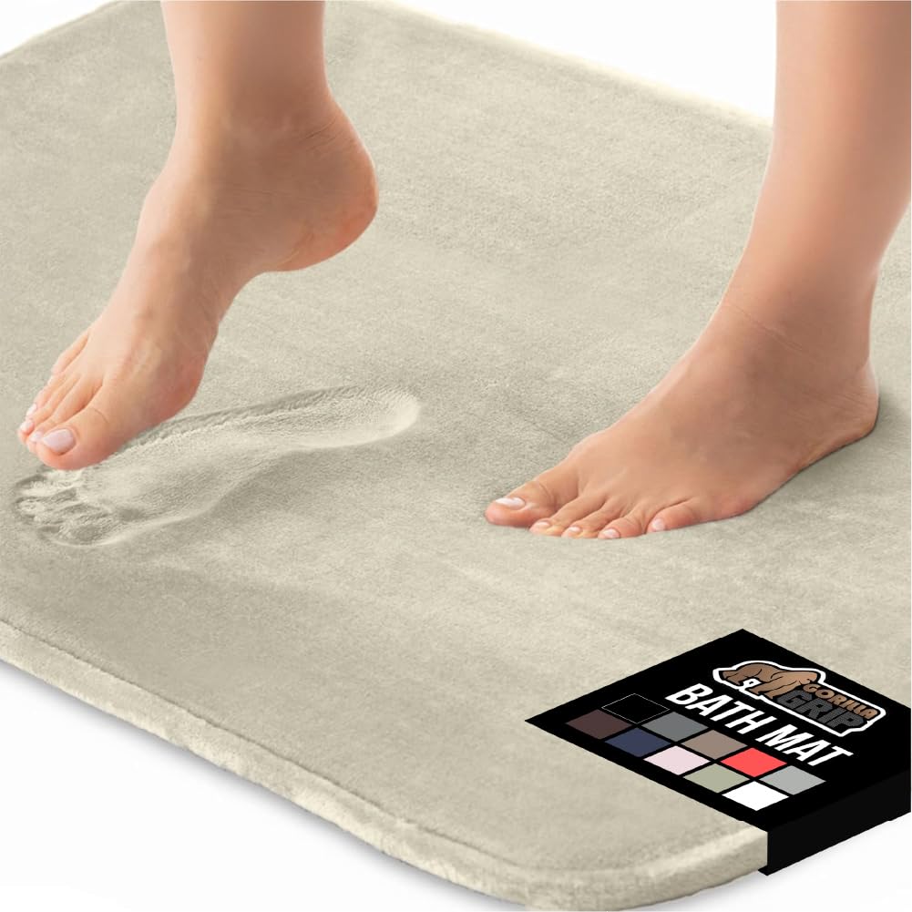 GORILLA GRIP memory foam bath rug, front view, plush surface for step-out comfort