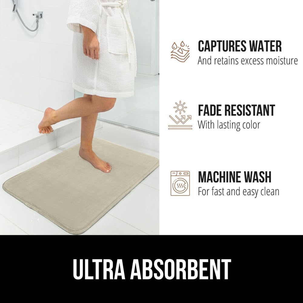 GORILLA GRIP memory foam bath rug, stitch detail and durable binding