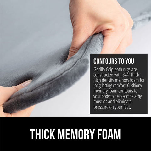 GORILLA GRIP memory foam bath rug ultra-absorbent surface keeps floors dry.