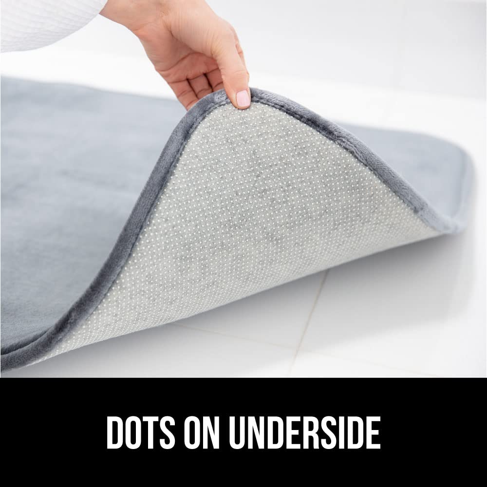 GORILLA GRIP memory foam bath rug graphite gray suits modern bathrooms.