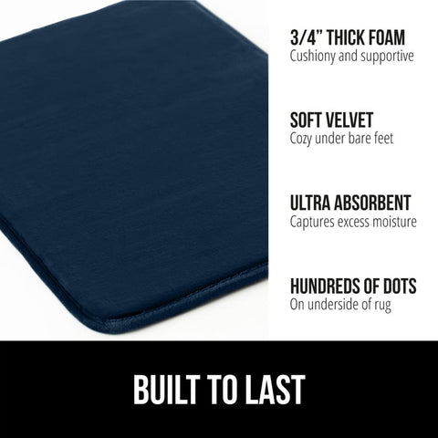 Gorilla Grip memory foam bath rug plush surface close-up enhances cozy barefoot feel.