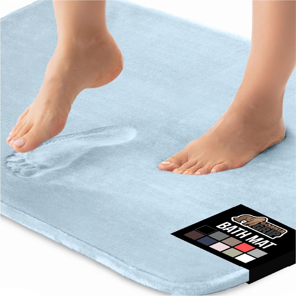 gorilla grip memory foam bath rug with soft velvet top for plush foot comfort