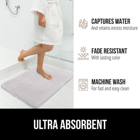GORILLA GRIP memory foam bath rug stitching detail showing durability