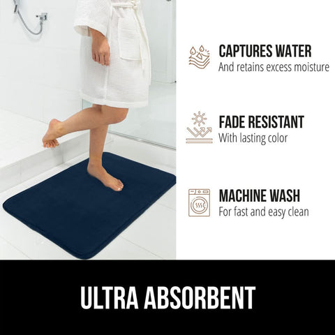 Gorilla Grip memory foam bath rug underside dots ensure stay-put stability.