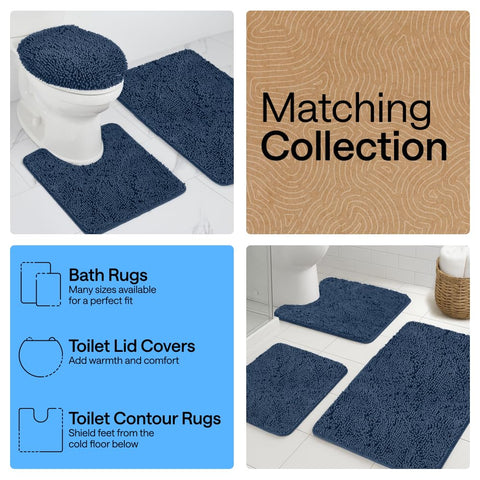 Navy GORILLA GRIP bath mat from chenille collection for cohesive style