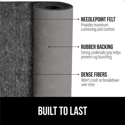 Gorilla Grip needle punch felt core adds plush cushion for underfoot comfort.