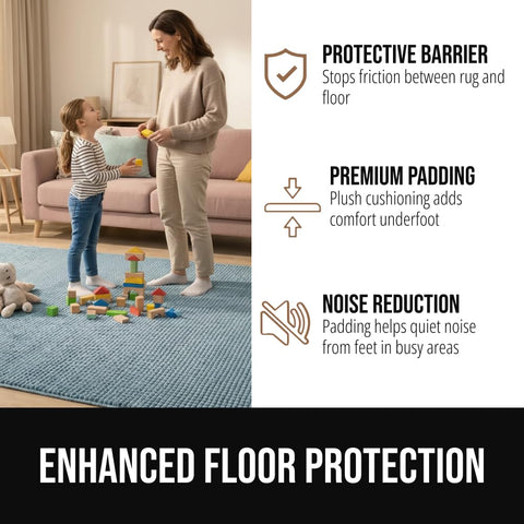 GORILLA GRIP 6x9 pad fits a wide range of rug sizes on hardwood floors.