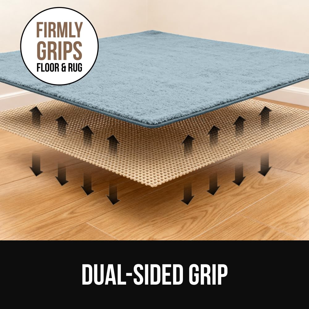 GORILLA GRIP open weave design promotes airflow to prevent moisture beneath area rugs.