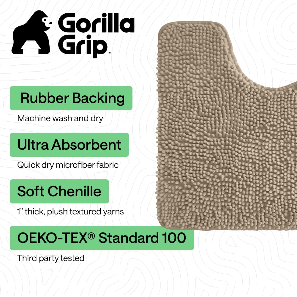 GORILLA GRIP oval toilet base rug around the base demonstrating a precise fit