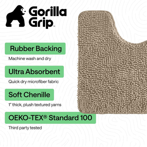 GORILLA GRIP oval toilet base rug around the base demonstrating a precise fit