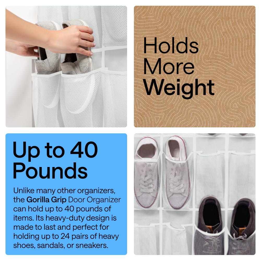 Gorilla Grip door hanger with four hooks secures the organizer