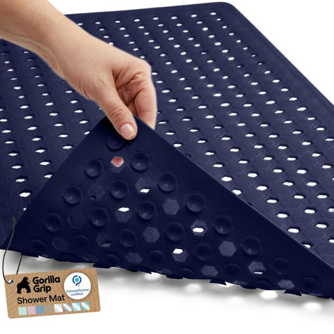 GORILLA GRIP patented bath tub mat suction closeup for secure grip on smooth tub floors