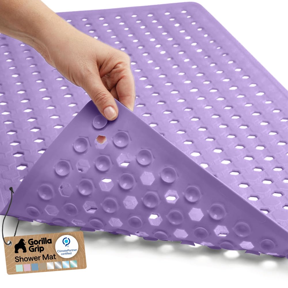 GORILLA GRIP patented bath tub mat with suction cups for secure placement.