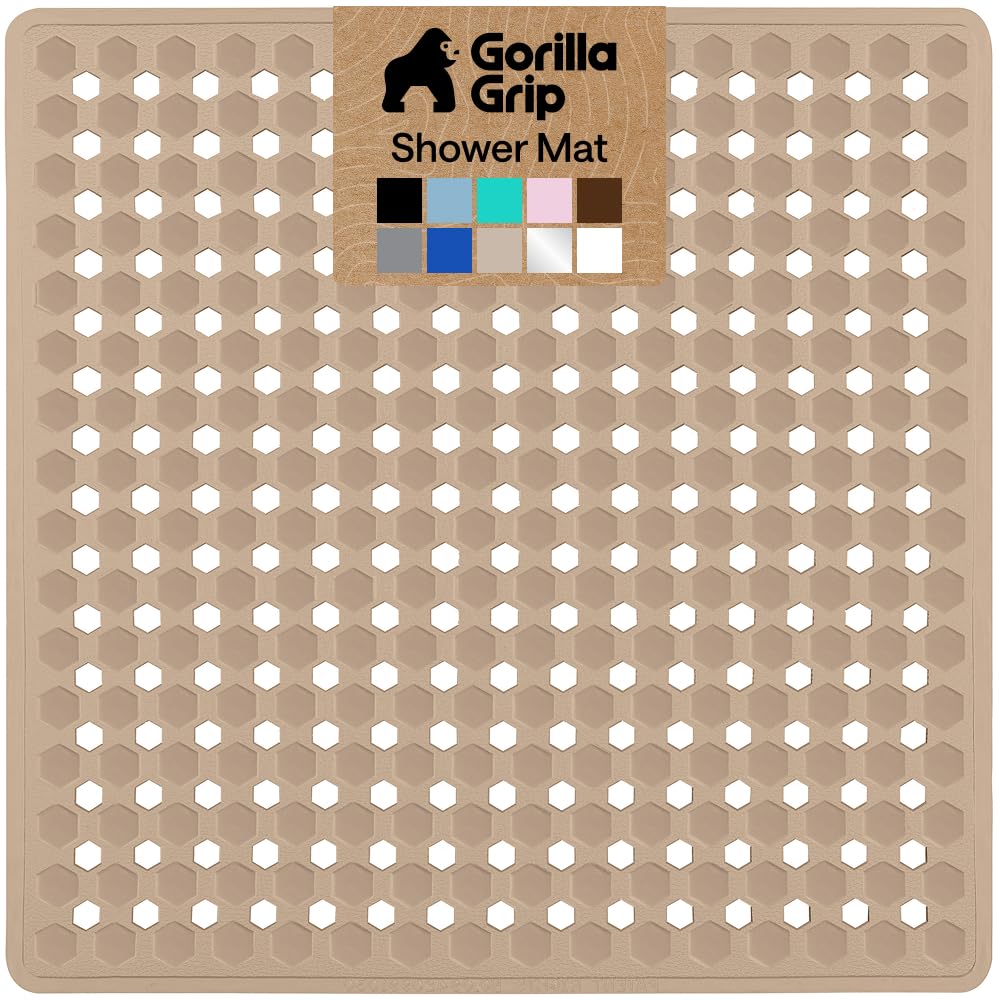 Gorilla Grip patented square shower mat with suction cups for secure footing