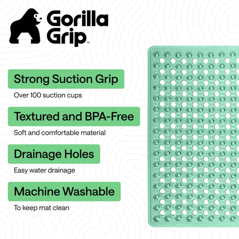 GORILLA GRIP square mat with drainage holes guiding water away for faster drying.