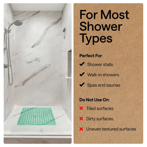 GORILLA GRIP BPA-free material ensures a safe, non-toxic shower surface.