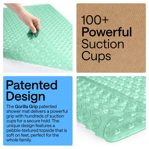 GORILLA GRIP pebble-textured topside delivers soft, comfortable footing.