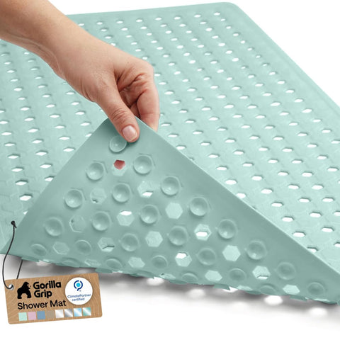 GORILLA GRIP patented suction cups keep the mat secure on smooth tub floors.