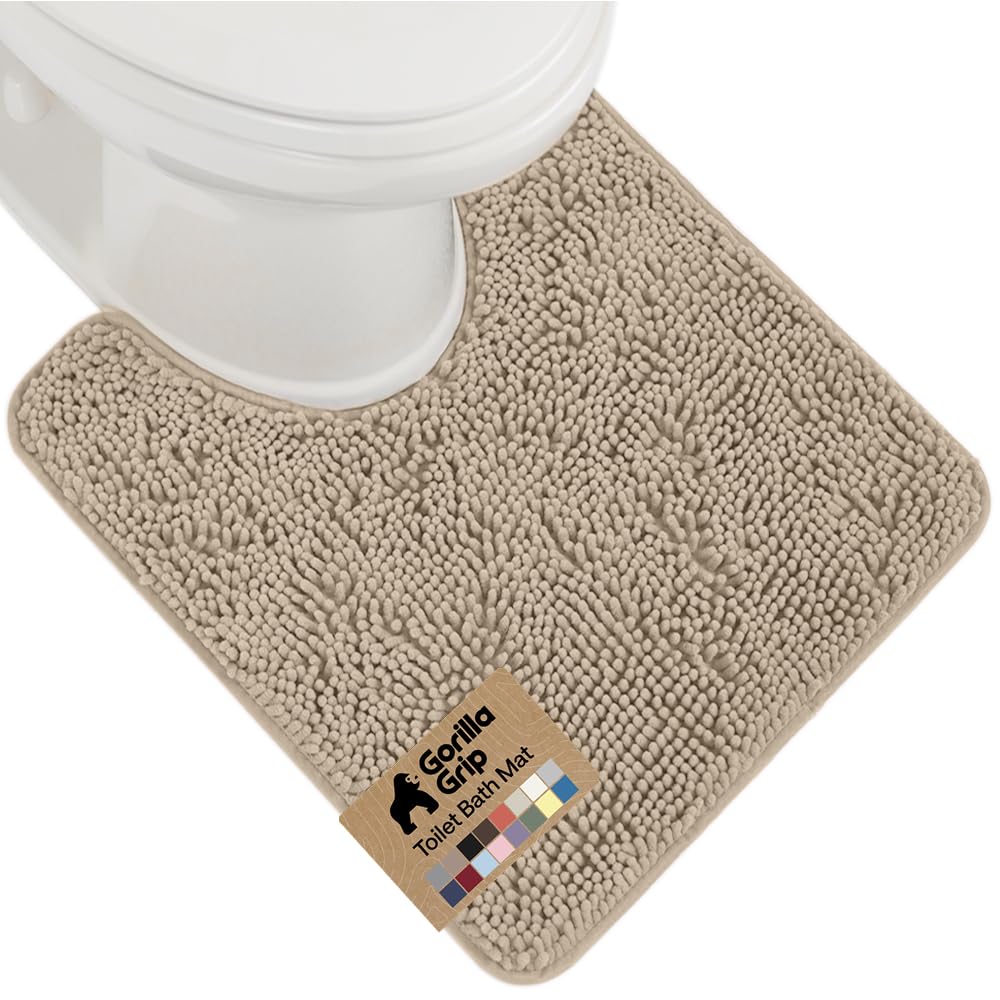 GORILLA GRIP plush chenille bath rug base close-up shows soft fibers for warmth