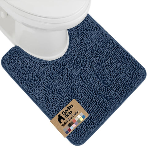 Gorilla Grip plush chenille bath rug navy blue adds soft warmth to your floor.