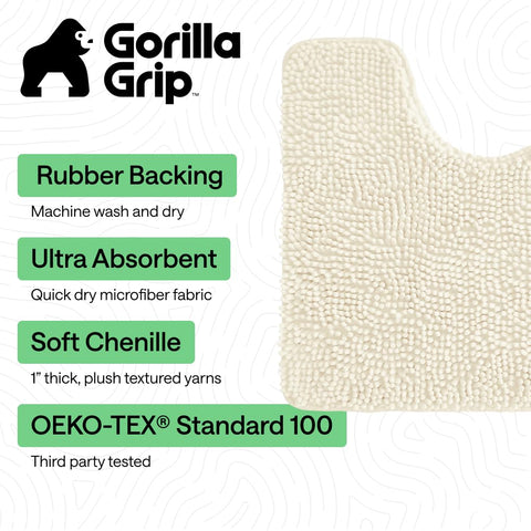 Gorilla Grip Plush rug with rubber backing stays in place and absorbs moisture