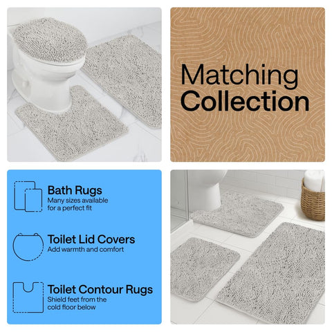 GORILLA GRIP plush rug adds cozy comfort after showers.