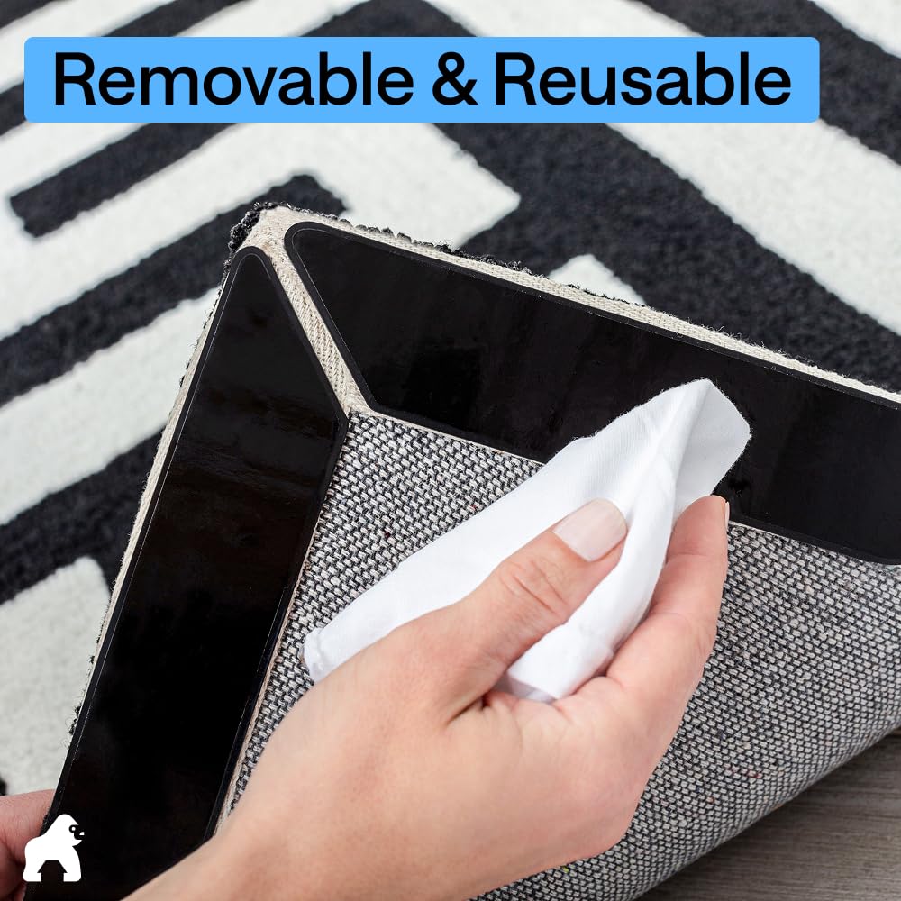 GORILLA GRIP Rug Gripper Pads feature a thin, low-profile design underfoot.