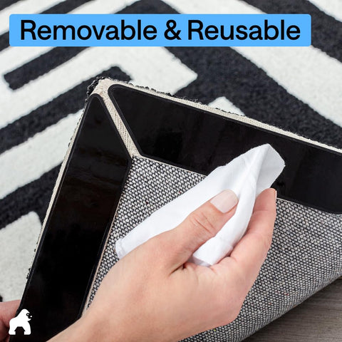 GORILLA GRIP Rug Gripper Pads feature a thin, low-profile design underfoot.
