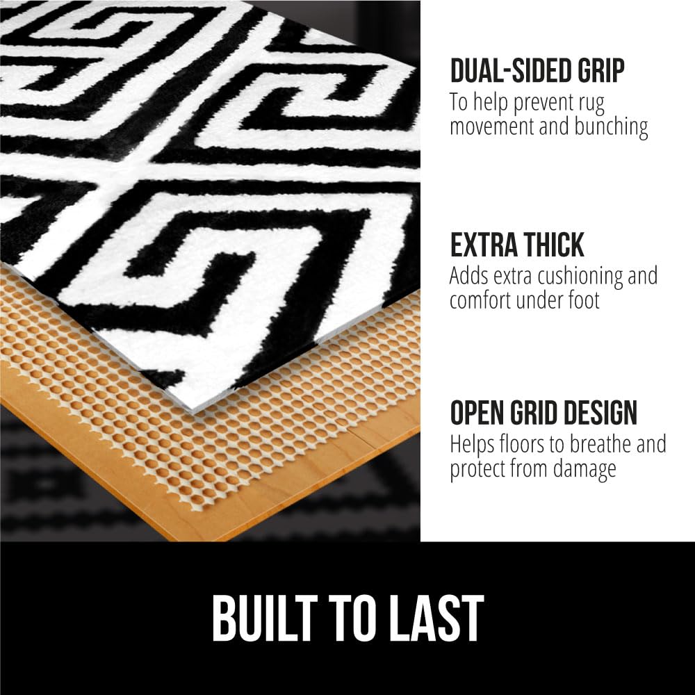 GORILLA GRIP rug pad on a hard floor showing secure rug placement.