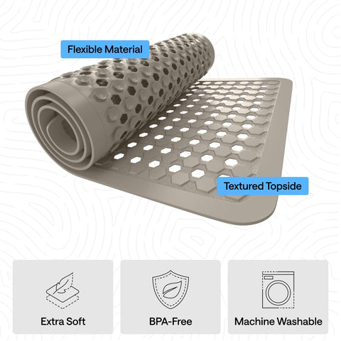 Gorilla Grip machine-washable shower mat for easy cleaning and care