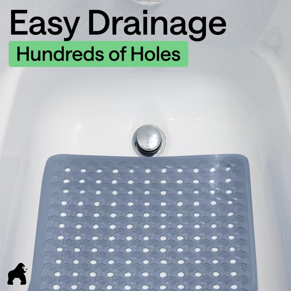 GORILLA GRIP installs on smooth tub surfaces for versatile use.
