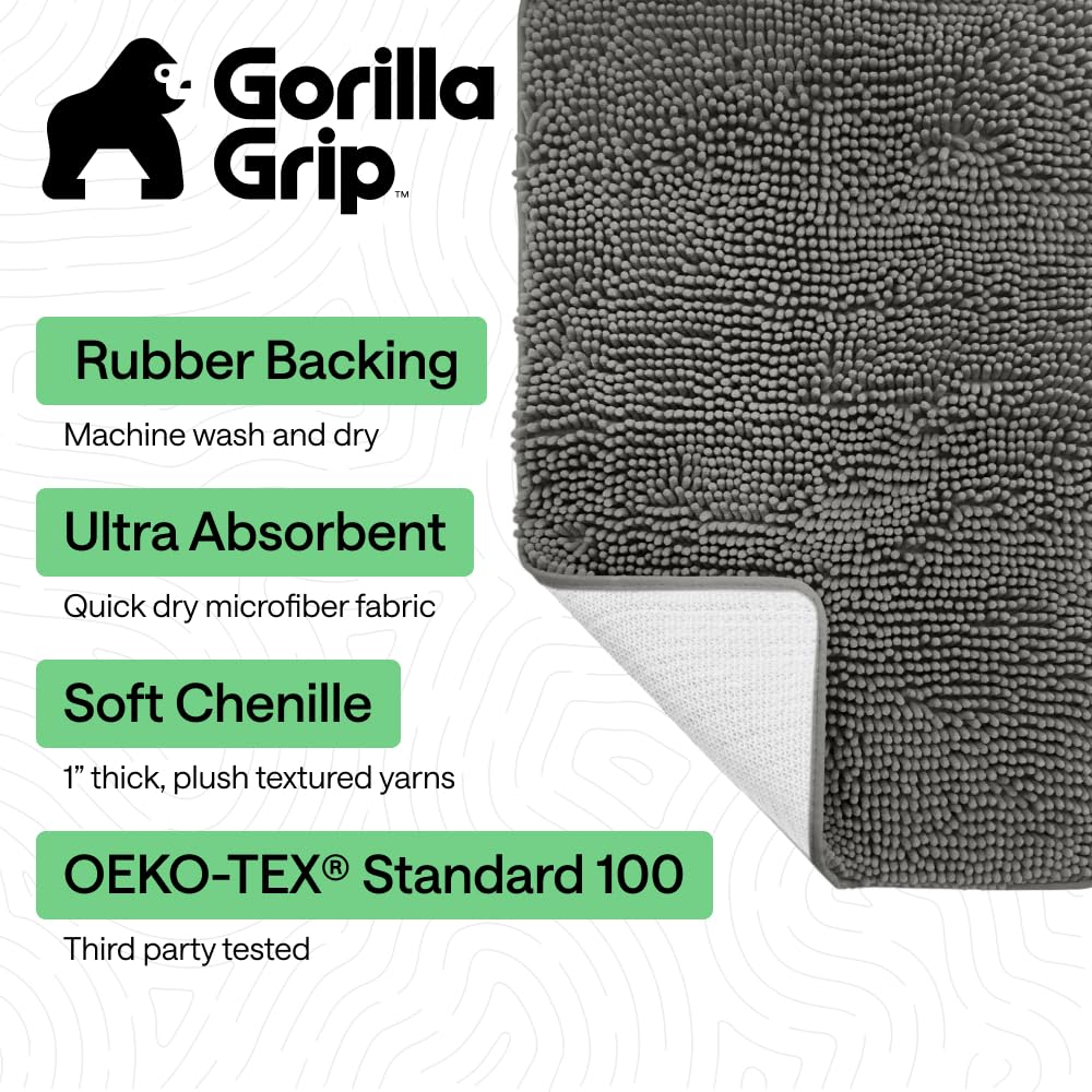 GORILLA GRIP soft chenille texture cushions feet after shower