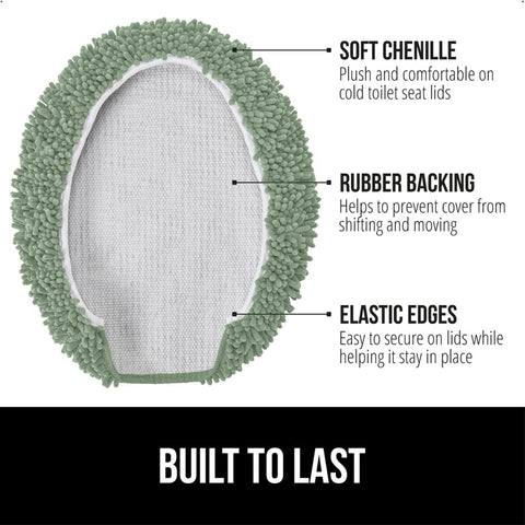 GORILLA GRIP lid cover sage green on a bathroom lid showing non-slip backing