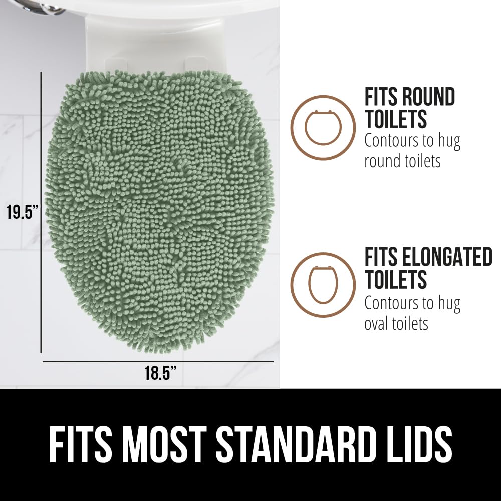 GORILLA GRIP sage green lid cover paired with matching bathroom rug
