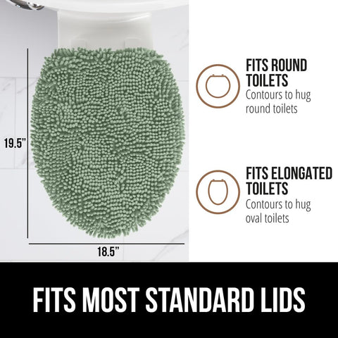 GORILLA GRIP sage green lid cover paired with matching bathroom rug